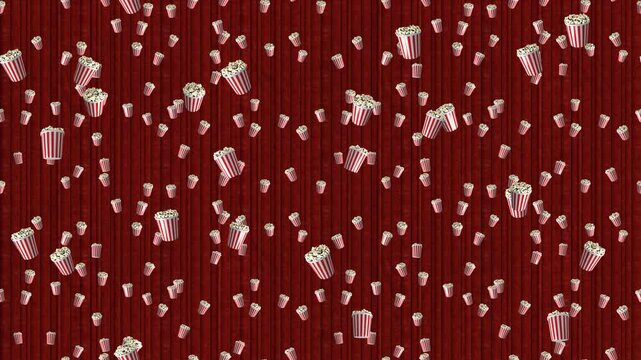 Popcorn cinema snack loop tile Cartoon falling background. This is a cartoony loopable and tileable Cinema snack wallpaper