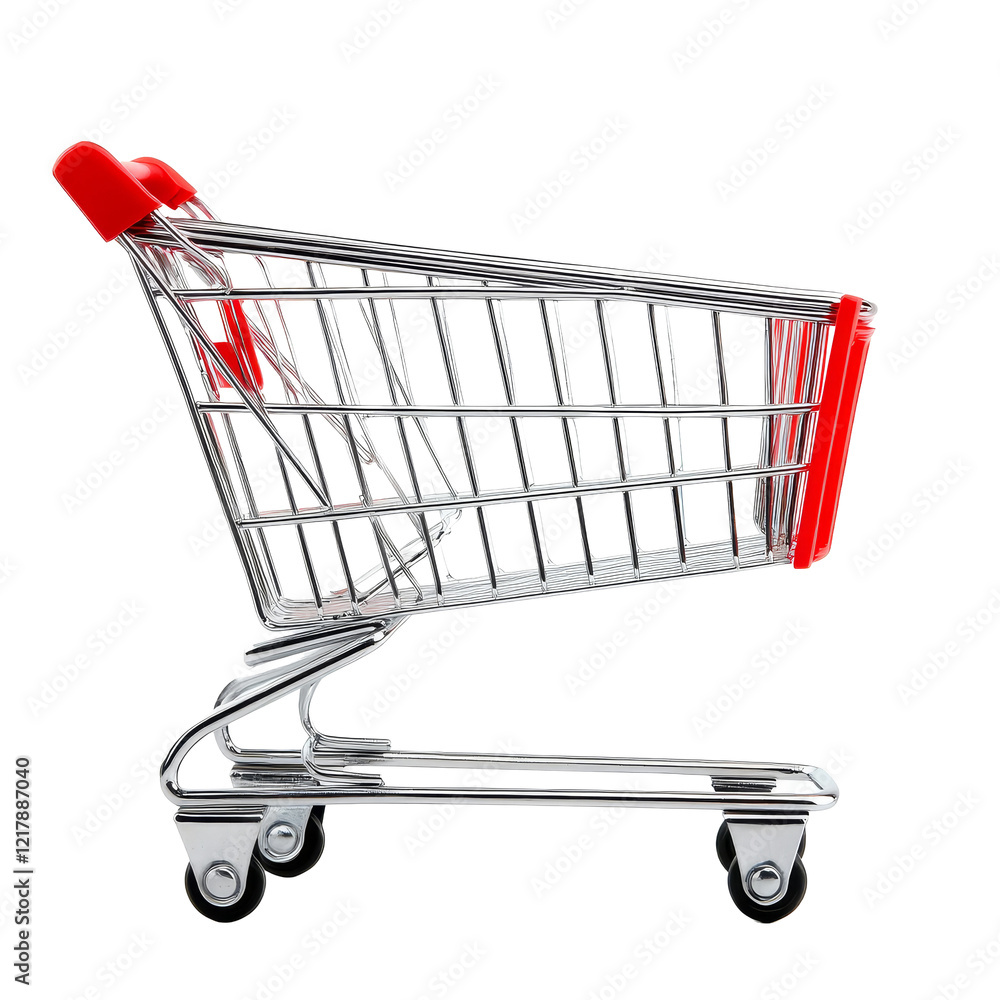 Poster empty shopping cart isolated on a transparent background highlighting retail themes and consumer hab