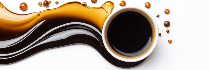 wave of black coffee isolated on white