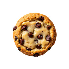 Single chocolate chip cookie on white background