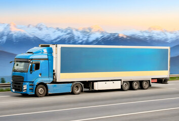 Sensitive Perishable Goods Cargo Transportation Services And Solutions, Semi-Truck With...