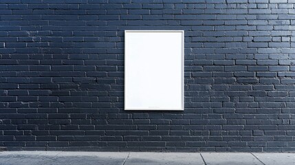 Empty Frame on Black Brick Wall for Art Display Purpose