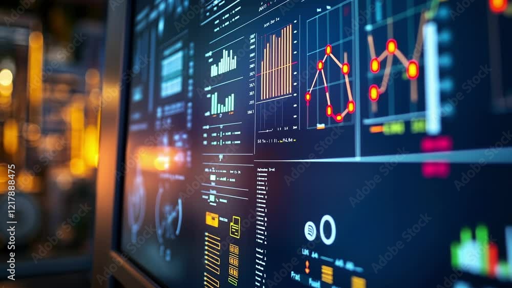Poster control panel featuring various charts, graphs, and key performance indicators - kpis - in an indust
