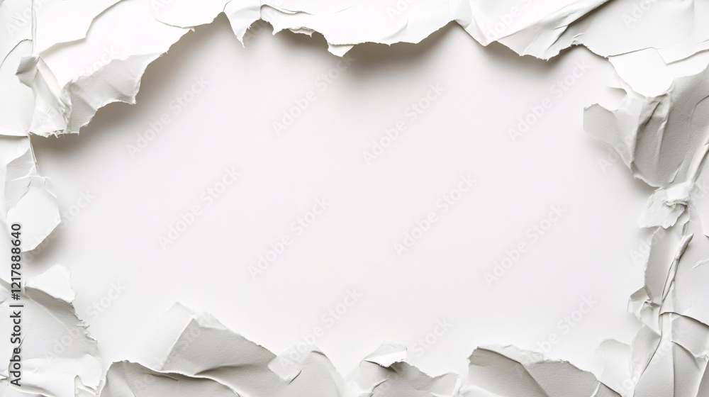 Poster torn paper creating white frame on white background