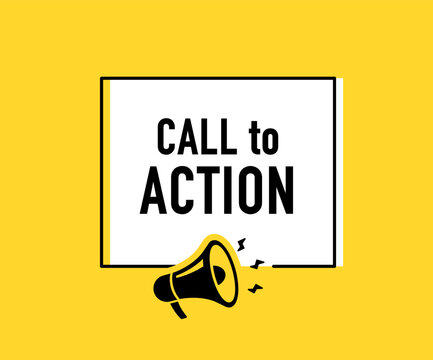 Megaphone with call to action speech bubble. Loudspeaker. Banner for business, marketing and advertising. Vector illustration.