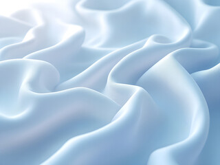 Obraz premium Luxurious Blue Satin Fabric with Soft Waves and Smooth Elegant Draped Texture