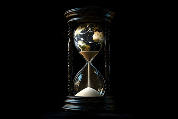 Hourglass with Earth Globe and Sand