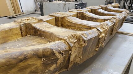 A set of woodworking chisels with polished handles on a clean bench.