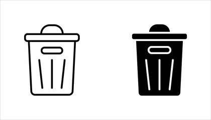 Trash can line icon set, vector illustration on a white background.