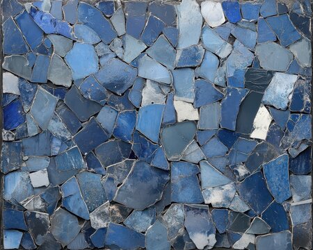 Blue Glass Mosaic Tile Wall Fragment