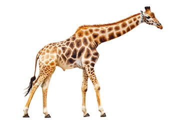 Fototapeta premium A giraffe standing gracefully against a white background.
