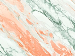 Abstract Marble Swirl Background with Light Orange and Light Green Tones
