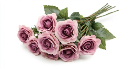Obraz premium Romantic Valentines Day flower bouquet with soft pink roses placed on a clean white background