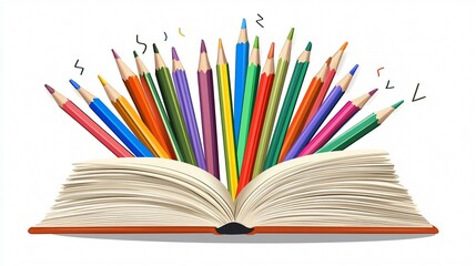 Modern Education Workspace with Computer, Books, and Pencils