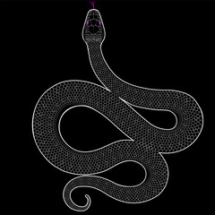 Snake. Outline vector illustration with reptile, viper. Symbol of the 2025 year.