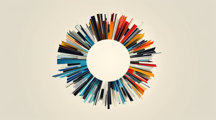 Obraz premium vibrant circular arrangement of colorful books creates striking visual display, showcasing various shades and styles. This artistic representation emphasizes creativity and knowledge