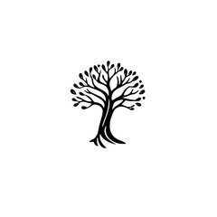 Obraz premium Elegant Black and White Tree Illustration: Nature, Botanical, Minimalist Graphic Design