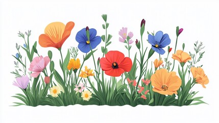 Vibrant Floral Spring Graphic Design with Colorful Flowers