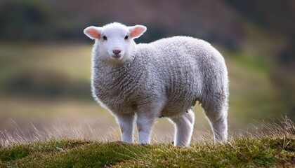 Obraz premium a cute fluffy sheep standing gracefully showcasing its soft wool coat and gentle expression perfect for nature themed projects