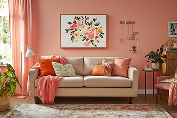 Elegant Living Room Decor with Peachy Hues