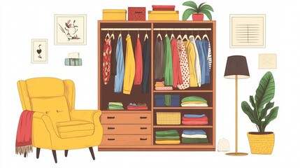 Cozy Home Interior Handdrawn Vector Illustration of Furnishings