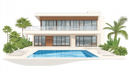 Luxurious Modern Home with Pool - Architectural Building Outdoor Design