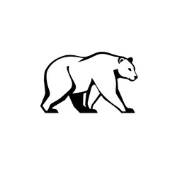 Majestic Polar Bear: A Striking Vector Illustration. Perfect for logos, branding, and nature-themed designs.  Captivating black and white artwork.