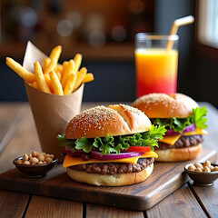 Juicy Burger with Fresh Ingredients and Bold Flavors for a Perfect Tasty Bite