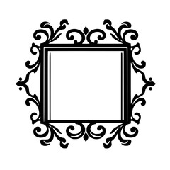 Ornate Vintage Frame: Decorative Floral Border Design Element. Perfect for classic invitations, elegant projects, and adding a touch of vintage charm.