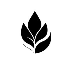 Elegant Black and White Floral Design: Minimalist Botanical Leaf Illustration, Perfect for Logos and Nature-Inspired Projects