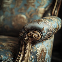 Decorative upholstered armchair with intricate detailing