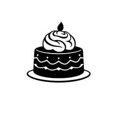 A delectable single-layer cake, adorned with whipped cream frosting and a lit candle, sits on a plate, perfect for birthdays or celebrations.