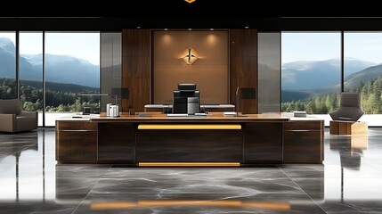 Modern Executive Office with Mountain View