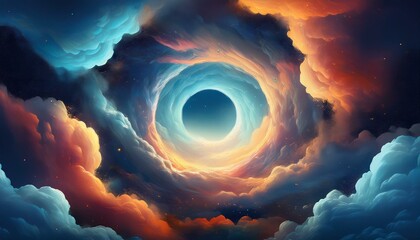 Hole in the Dramatic Clouds. Generated image