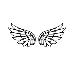 Elegant Black and White Wings: A Symbol of Freedom and Flight. Perfect for logo design, vintage illustrations, and spiritual art.