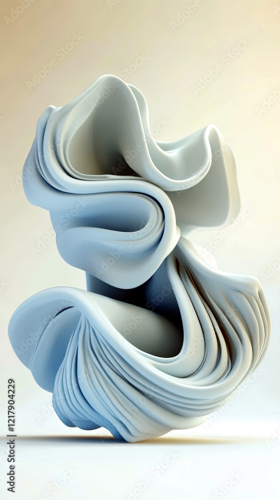 Aufkleber Intricate Abstract Shape Emerges With Smooth Curves and Intricate Patterns on a Light Background