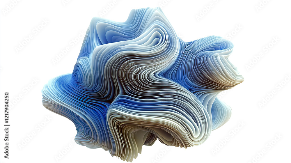 Poster an abstract form emerges, showcasing intricate swirling patterns and a blend of blue tones