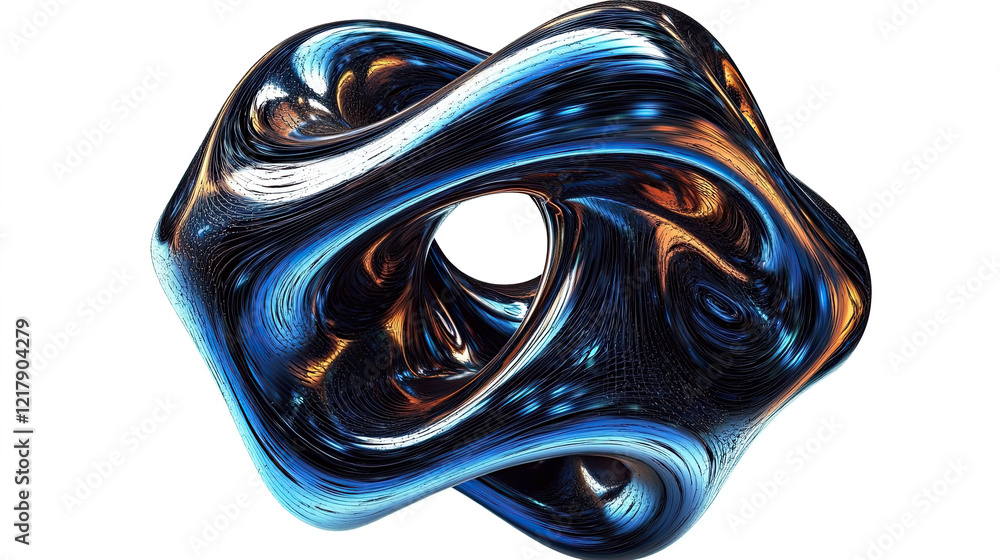 Poster Strange Abstract Shape Created From a Unique Blend of Colors and Textures on a White Background