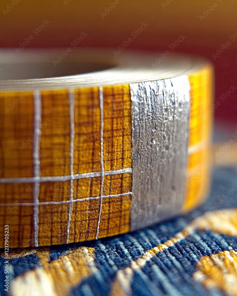Poster colorful tape resting on a textured surface with a vibrant background