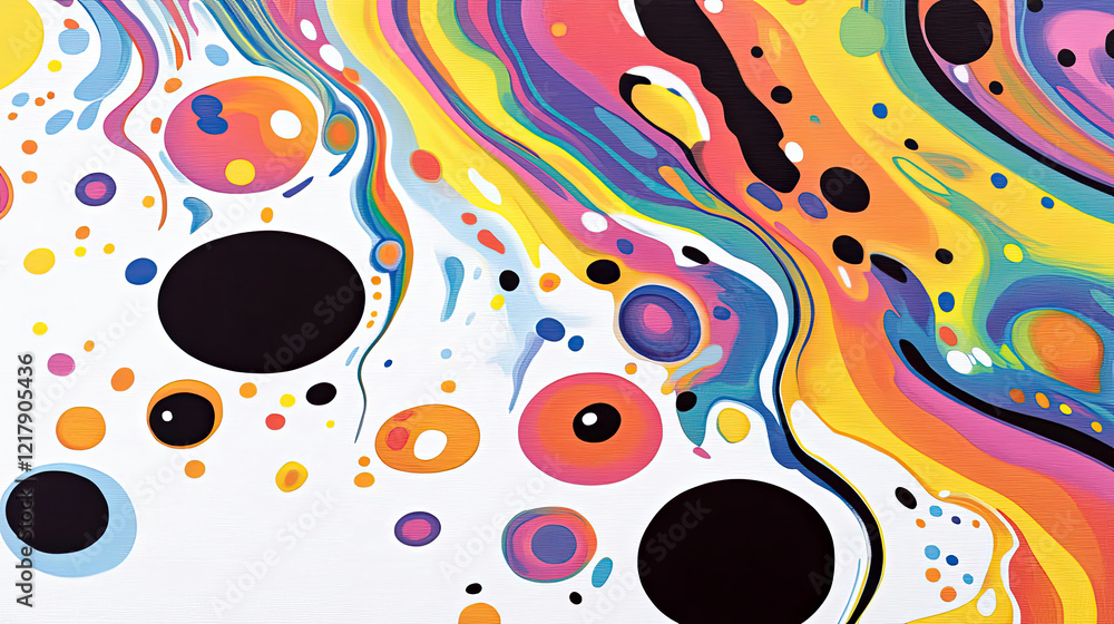 Leinwandbilder vibrant swirls and dots create a mesmerizing abstract artwork in a colorful display of creativity