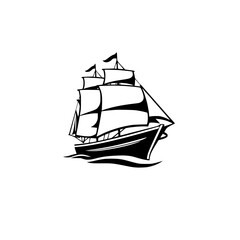 Majestic Sailing Ship: A Vintage Vessel at Sea. Explore the ocean's vastness with this classic sailboat. Embark on a nautical adventure and discover new horizons.