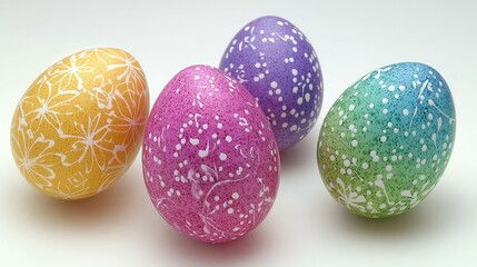 Obraz premium Easter celebration colorful eggs collection pure background vibrant imagery festive atmosphere artistic view