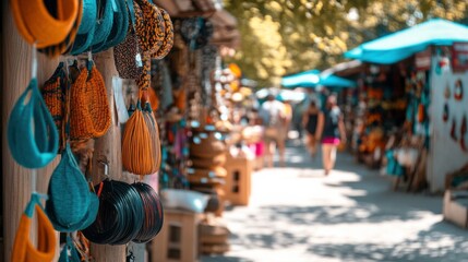 Vibrant Local Craft Market with Soft Lighting