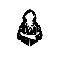 Empowering Women in Medicine: A Symbolic Vector Graphic of a Confident Female Doctor.  Perfect for healthcare websites, brochures, and branding.