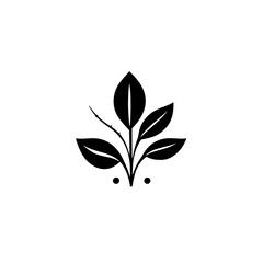 Elegant Minimalist Botanical Plant Leaves Design: Black and White Floral Vector Illustration, Perfect for Nature-Inspired Logos and Graphic Designs.