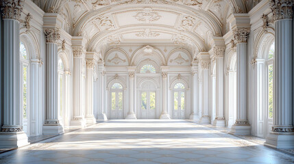 Obraz premium Sunlit Grandeur: Exploring the Elegance of a Classic Palace Interior