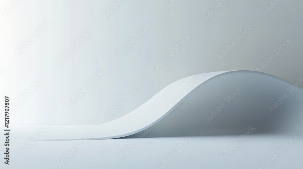 Poster White curving ribbon creating a minimalist abstract design on empty background