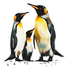 Obraz premium A family of penguins standing together against a transparent background in a serene depiction of their social bonding, Penguins on transparent background