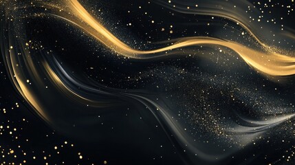Obraz premium Abstract Gold And Black Swirling Galaxy Design