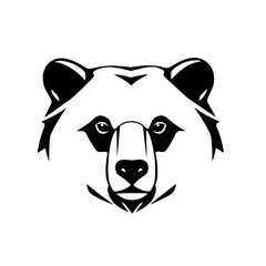 Majestic Bear Face: Black and White Animal Portrait, Wildlife Icon, Nature Graphic Design